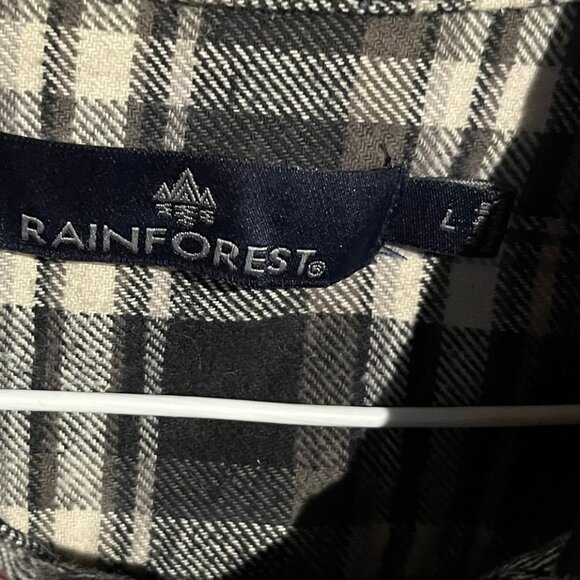 Rainforest Flannel Button-Up Shirt – Black & White Plaid - Picture 3 of 3